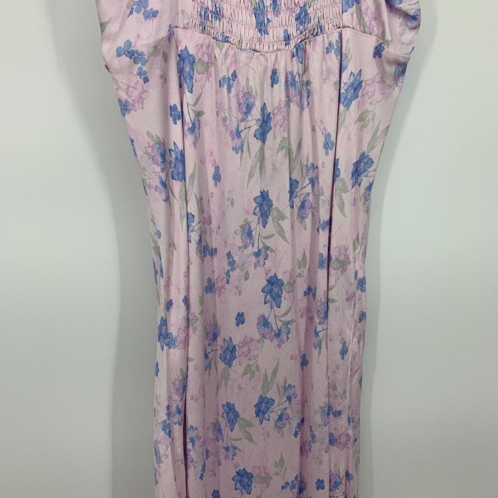 Wild Fable Slip Dress Maxi Pink Floral Ruched VNeck Sleeveless NWT - Picture 12 of 13